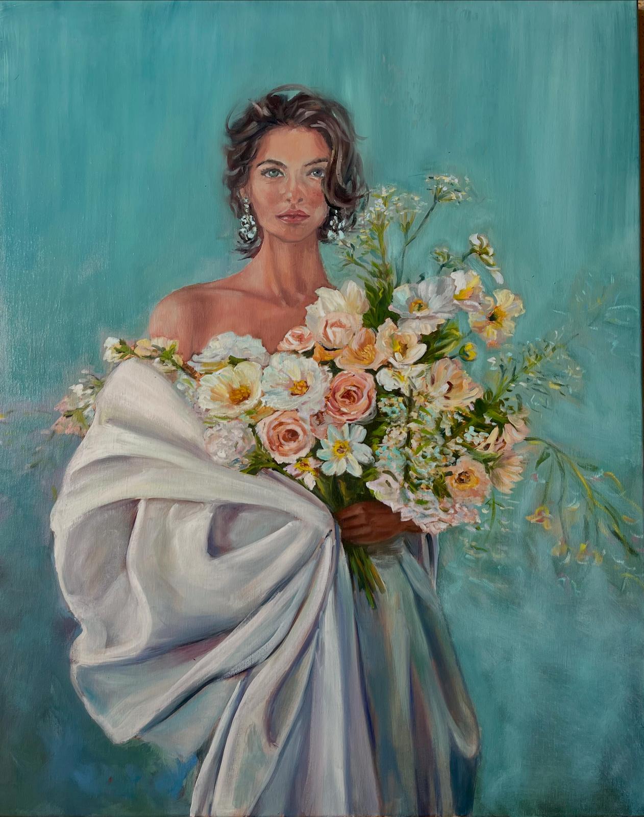Femme drapé en blanc